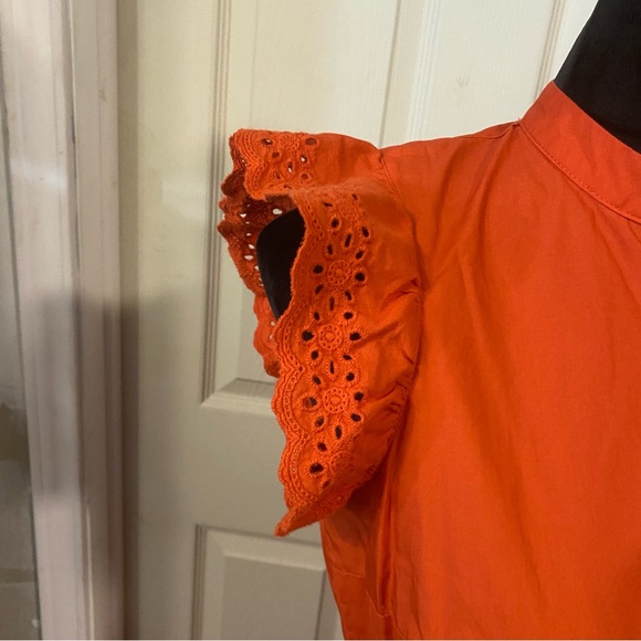 Who What Wear Dress Women Small Eyelet Short sleeve Tier Pleated Button Up belt - Picture 5 of 14